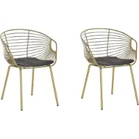 Beliani Jeu de 2 chaises de salle à manger construction en fil métallique doré assise en similicuir style industriel glam