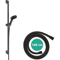 Hansgrohe Ensemble de douchette Pulsify Select S 105, 3 jets Relaxation, technologie EcoSmart, avec barre de douche de 90 cm, finition noir mat