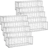 Songmics Lot De 10, Gabion Pour Pierre, Argent, Cloture Gabion, Cage En Métal, Mur, Décoration De Jardin, 100 X 30 X 30cm, Ggb033