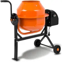 Eberth 65L Bétonnière électrique mobile, moteur 220W, châssis, tambour et couronne dentée en acier, volant blocable, large repose-pieds