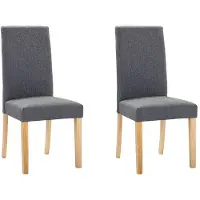Beliani Ensemble de 2 chaises de salle à manger, pieds en bois recouverts de tissu gris, style moderne