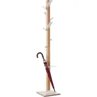 PaperFlow Portemanteau Easycloth, en bois massif, avec porte-parapluie, blanc