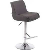 CLP Tabouret de bar Club en tissu, réglable en hauteur et pivotant, gris foncé, piètement chromé