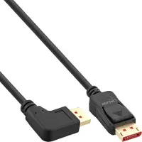 InLine 17151L Câble DisplayPort 1.4, 8K4K, anguleux à gauche, noir/or, 1m