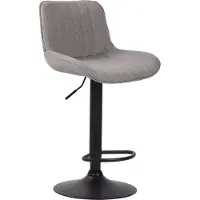 CLP Tabouret de bar Lentini en tissu, pivotant et réglable en hauteur, gris, piètement noir