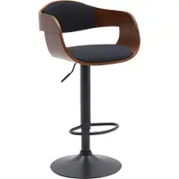CLP Tabouret de bar Kingston, réglable en hauteur et pivotant, avec structure en métal noir, finition noyer/noir, revêtement en tissu