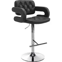 CLP Tabouret de bar Dublin en similicuir, réglable en hauteur et pivotant, noir, piètement chromé