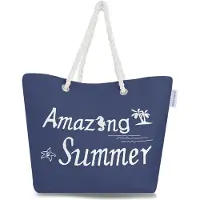 Normani Sac de plage marine / blanc
