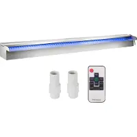Vevor Déversoir à cascade piscine 120x11,5x8 cm fontaine chute d'eau de piscine acier inox avec bande LED colorée