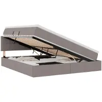 vidaXL Lit coffre à LED avec matelas, taupe, 160 x 200 cm, tissu