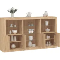 vidaXL Sideboard avec lampes LED Chêne Sonoma 181,5x37x100 cm
