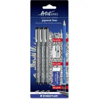 Staedtler pigment liner 308 Set incl. crayon gratuit gomme taille-crayon (3x)