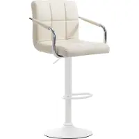 CLP Tabouret de bar Lucy V2 réglable en hauteur et pivotant,blanc crème