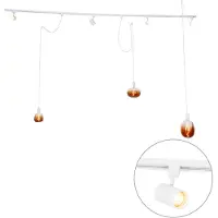 QAZQA Système sur rail monophasé avec 3 spots et lampes suspendues blanc - Cavalux Jeana