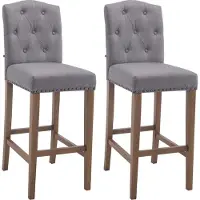 CLP lot de 2 tabourets de bar Louise tissu antique-clair
