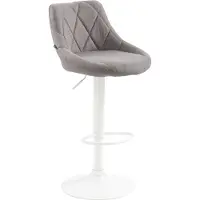 CLP Tabouret de bar Lazio en tissu, réglable en hauteur et pivotant à 360°, gris, structure blanche