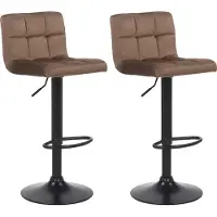 CLP , ensemble de 2 tabourets de bar Feni, revêtus de velours, réglables en hauteur et pivotants | Couleur : marron