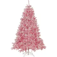 Shumee Sapin de Noël 210 cm rose en plastique avec support Période de Noël Noël salon Moderne
