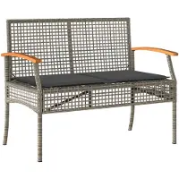 vidaXL Banc de jardin avec coussins Gris Poly rotin Acacia
