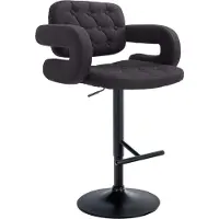 CLP Tabouret de bar Dublin en tissu, réglable en hauteur et pivotant, structure noire