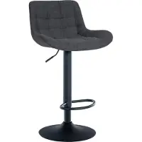 CLP Tabouret de bar Tover, pivotant à 360° et réglable en hauteur, noir, revêtement en tissu