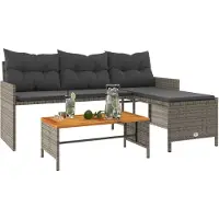 vidaXL Canapé de jardin en L avec table et coussins Poly Rattan Lounge Sofa
