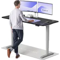 Desktronic HomePro Bureau électrique réglable en hauteur 180x80cm gris/noir avec fonction mémoire, technologie anti-collision, ports de charge USB-A et USB-C