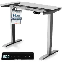 Desktronic HomePro Pied de bureau électrique réglable en hauteur, gris, avec fonction mémoire, technologie anti-collision, ports de charge USB-A et USB-C