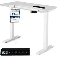 Desktronic HomeOne Pied de bureau électrique réglable en hauteur, blanc, avec fonction mémoire, technologie anti-collision, ports de charge USB-A et USB-C