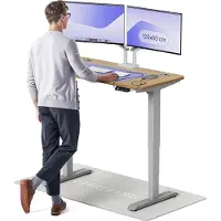 Desktronic HomePro Bureau à hauteur réglable électriquement 120x60cm Chêne massif/Graumit Fonction mémoire, technologie anti-collision, ports de chargement USB-A et USB-C