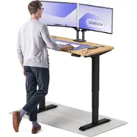 Desktronic HomePro Bureau électrique réglable en hauteur 120x60cm noir/chêne avec fonction mémoire, technologie anti-collision, ports de charge USB-A et USB-C
