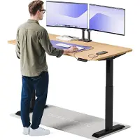 Desktronic HomeOne Bureau électrique réglable en hauteur 160x80cm noir/chêne avec fonction mémoire, technologie anti-collision, ports de recharge USB-A et USB-C