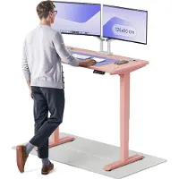 Desktronic HomePro Bureau électrique réglable en hauteur 120x60cm rose/rose avec fonction mémoire, technologie anti-collision, ports de chargement USB-A et USB-C