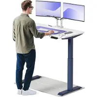 Desktronic HomeOne Bureau électrique réglable en hauteur 120x60cm bleu/blanc avec fonction mémoire, technologie anti-collision, ports de charge USB-A et USB-C