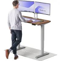 Desktronic HomePro Bureau électrique à hauteur réglable 120x60cm gris/noyer avec fonction mémoire, technologie anti-collision, ports de chargement USB-A et USB-C