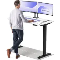 Desktronic HomePro Bureau électrique réglable en hauteur 140x70cm noir/blanc avec fonction mémoire, technologie anti-collision, ports de recharge USB-A et USB-C