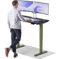 Desktronic HomePro Bureau électrique réglable en hauteur 120x60cm vert/noir avec fonction mémoire, technologie anti-collision, ports de charge USB-A et USB-C