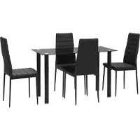 HOMCOM Ensemble de salle à manger 5 pièces, comprenant une table et 4 chaises, table de cuisine avec plateau en verre trempé