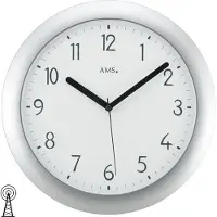 AMS 5843 Horloge murale radio analogique argentée ronde