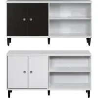 Ebuy24 Evolution meuble TV 2 portes, 2 étagères blanc, noir.