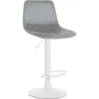 CLP Tabouret de bar Divo en velours, pivotant et réglable en hauteur en continu, gris, structure blanche