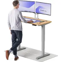 Desktronic HomePro Bureau électrique réglable en hauteur 120x60cm gris/chêne avec fonction mémoire, technologie anti-collision, ports de charge USB-A et USB-C