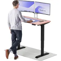 Desktronic HomePro Bureau électrique réglable en hauteur 120x60cm noir/rose avec fonction mémoire, technologie anti-collision, ports de charge USB-A et USB-C