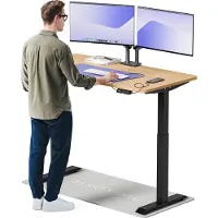 Desktronic HomeOne Bureau électrique réglable en hauteur 140x70cm noir/chêne avec fonction mémoire, technologie anti-collision, ports de recharge USB-A et USB-C