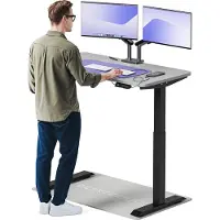 Desktronic HomeOne Bureau électrique réglable en hauteur 120x60cm noir/gris avec fonction mémoire, technologie anti-collision, ports de recharge USB-A et USB-C