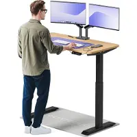 Desktronic HomeOne Bureau électrique réglable en hauteur 120x60cm noir/chêne avec fonction mémoire, technologie anti-collision, ports de chargement USB-A et USB-C