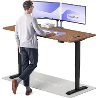 Desktronic HomePro Bureau électrique réglable en hauteur 180x80cm noir/noyer avec fonction mémoire, technologie anti-collision, ports de recharge USB-A et USB-C