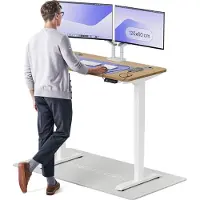 Desktronic HomePro Bureau électrique réglable en hauteur 120x60cm Chêne massif/blancavec fonction mémoire, technologie anti-collision, ports de charge USB-A et USB-C