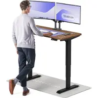 Desktronic HomePro Bureau à hauteur réglable électrique 120x60cm noir/noyer avec fonction mémoire, technologie anti-collision, ports de charge USB-A et USB-C