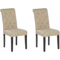Beliani Ensemble de 2 chaises rembourrées beiges avec pieds en bois noir pour salle à manger de style glamour